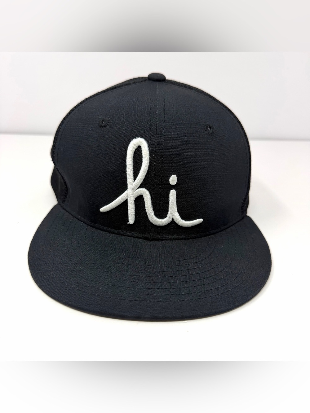 In4mation Hawaii Hi Script Logo Mesh Trucker Hat Snapback Cap Black 15th Anniv.
